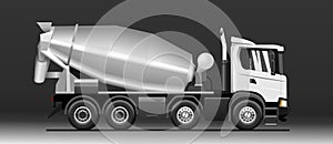 Vector illustration Cement Mixer Truck , side view. Template for corporate identity, branding and advertising. High detailed