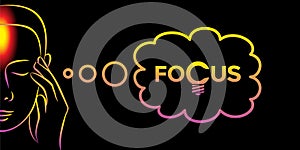 Vector illustration of centering the mind and focus, the concept of solving problems and generating new ideas