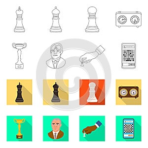 Vector illustration of checkmate and thin icon. Collection of checkmate and target stock vector illustration.