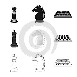 Vector design of checkmate and thin logo. Set of checkmate and target stock vector illustration.