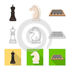 Vector illustration of checkmate and thin sign. Set of checkmate and target vector icon for stock.