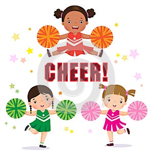 Vector illustration of cheerleader with Pom Poms