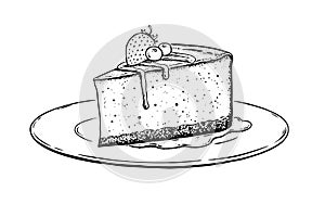 Vector illustration of Cheesecake on plate