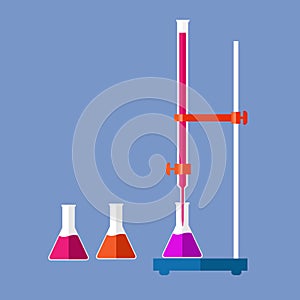 Vector illustration of Chemical titration with Buratte on sky blue background