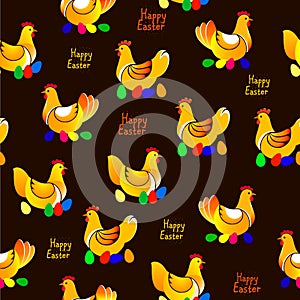 Vector illustration of chicken pattern on dark background