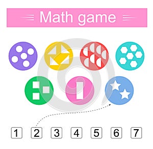 Math game. Vector illustration for children education. Flat design.