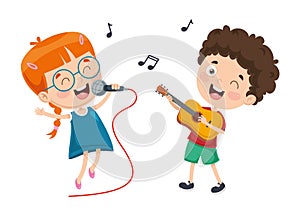 Vector Illustration Of Children Music