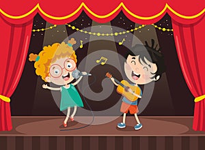 Vector Illustration Of Children Music