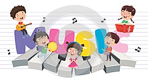 Vector Illustration Of Children Music Background