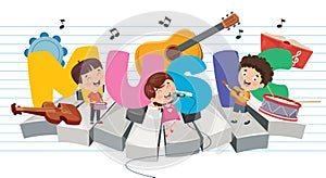 Vector Illustration Of Children Music Background