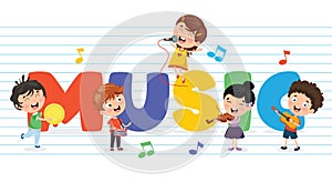 Vector Illustration Of Children Music Background