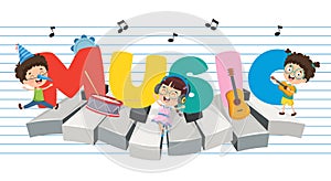 Vector Illustration Of Children Music Background