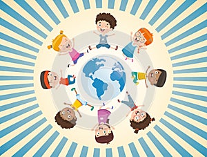 Vector Illustration Of Children Playing Around The World