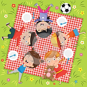 Vector Illustration Of Children`s Picnic