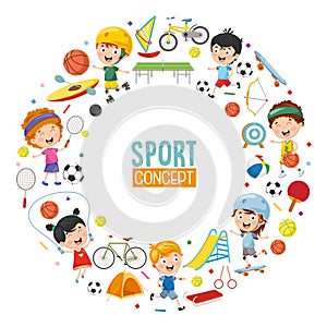 Vector Illustration Of Children Sports Concept Design