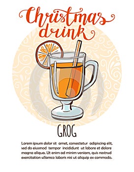 Vector illustration with Christmas drink Grog photo