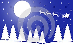 Vector illustration of Christmas night in the wint