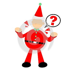 Vector illustration christmas red santa claus confuse ask sign flat design cartoon style