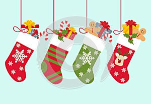 Vector Illustration: Christmas socks with gifts