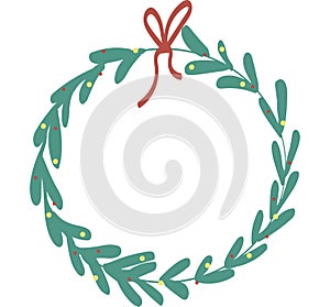 Vector illustration of Christmas wreath simple, design for postcard, invation, poster, isolated