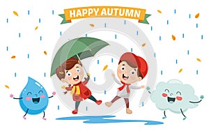 Vector Illustration Of ChristmasVector Illustration Of Autumn Children