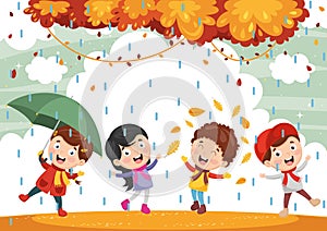 Vector Illustration Of ChristmasVector Illustration Of Autumn Children