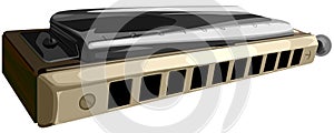 Vector illustration of chromatic harmonica.