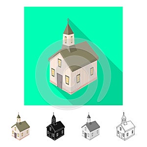 Vector design of church and christian icon. Set of church and steeple stock vector illustration.