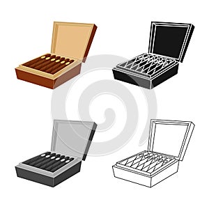 Vector design of cigar and box sign. Collection of cigar and pack  stock symbol for web.