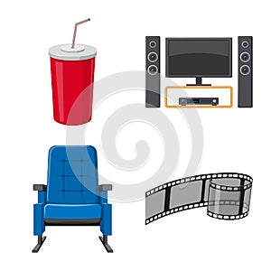 Vector illustration of cinema  and theater symbol. Collection of cinema  and entertainment stock vector illustration.