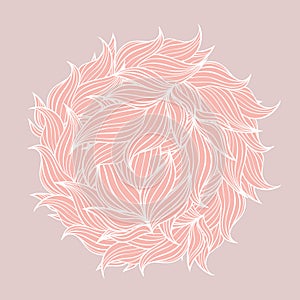 Vector illustration of circle made of leaves in pink and red color