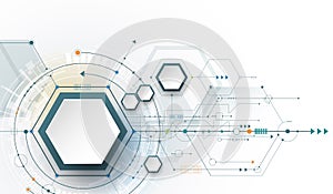 Vector illustration circuit board and 3d paper hexagons