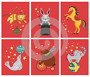 Vector illustration of circus animal. Cute cartoon characters