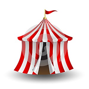 Vector illustration of circus tent with flag