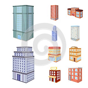 Vector illustration of city and build sign. Set of city and apartment stock symbol for web.