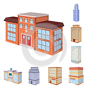 Vector illustration of city and build sign. Set of city and apartment stock symbol for web. photo