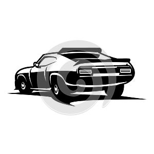vector illustration of classic car silhouette 1973 Ford eagle GT car isolated on white background seen from behind.