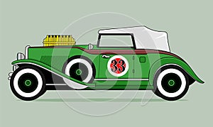 Vector illustration of classic race car with turbo engine