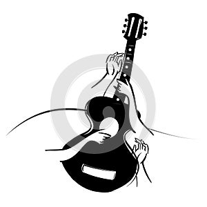 Vector illustration classical acoustic guitar isolated on white background