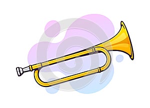 Vector illustration. Classical music wind instrument horn. Blues, jazz, ska, funk or orchestral equipment. photo