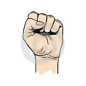 Vector illustration of clenched fist held high