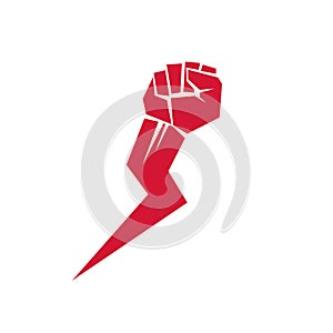 Vector illustration of clenched fist in the shape of lightning c
