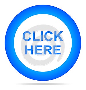 Vector illustration click here blue icon round web button