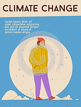 Vector illustration. Climate change concept. Character design, vector flat illustration