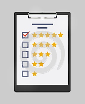 Illustration of Clipboard with Rating or Evaluation Form