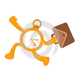 Vector illustration clock time worker business flat design cartoon style