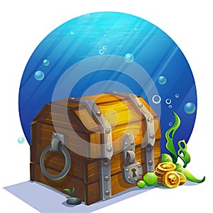 Vector illustration the closed wooden old chest