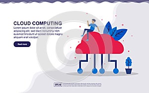 Vector illustration of cloud computing & internet of thing concept with people. Illustration for landing page, social media