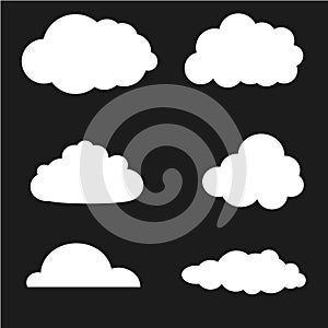 Vector illustration of clouds collection. White