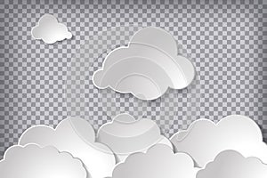 Vector illustration of clouds set on chequered background